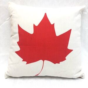 Maple Leaf Square Pillow Cushion 40 cm Cottage Decor White New